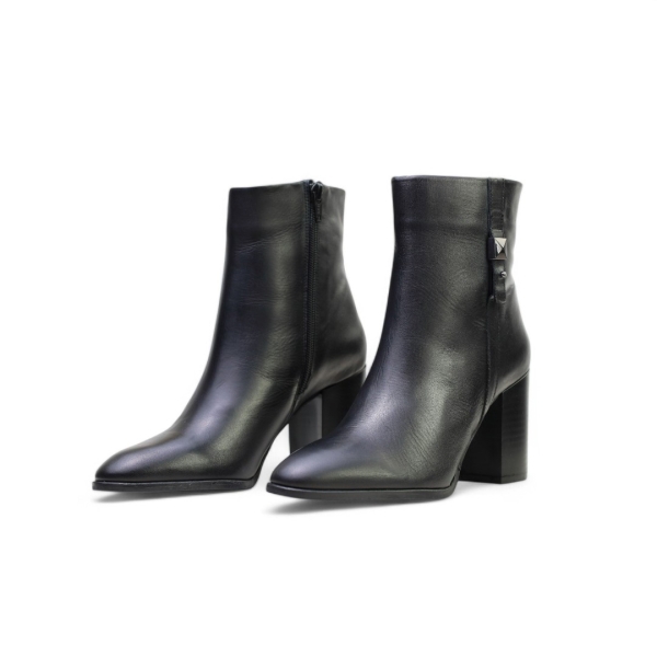Дамски елегантни боти от естествена кожа черни 012171-02