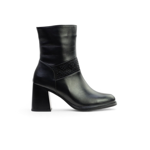 Дамски елегантни боти от естествена кожа черни 352-100-205