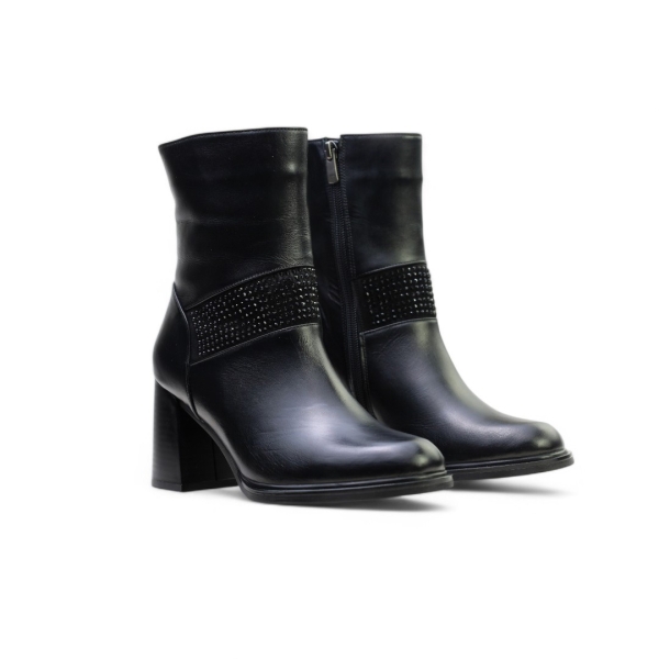 Дамски елегантни боти от естествена кожа черни 352-100-205