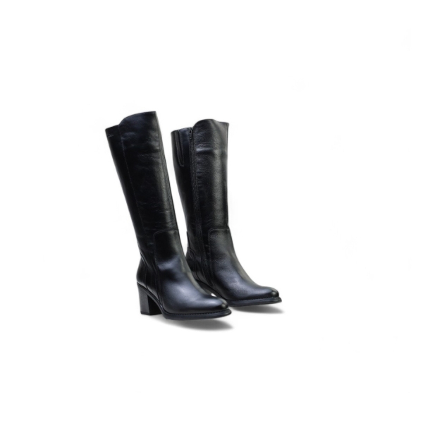 Дамски елегантни ботуши от естествена кожа черни 40186 Baerchi