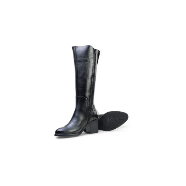 Дамски елегантни ботуши от естествена кожа черни 40186 Baerchi