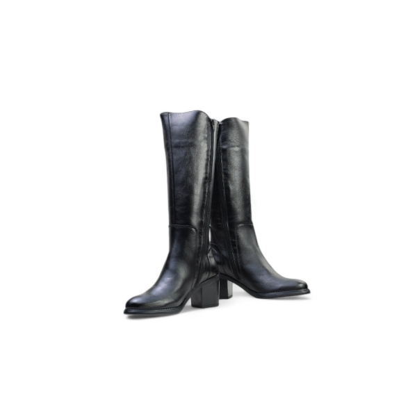 Дамски елегантни ботуши от естествена кожа черни 40186 Baerchi