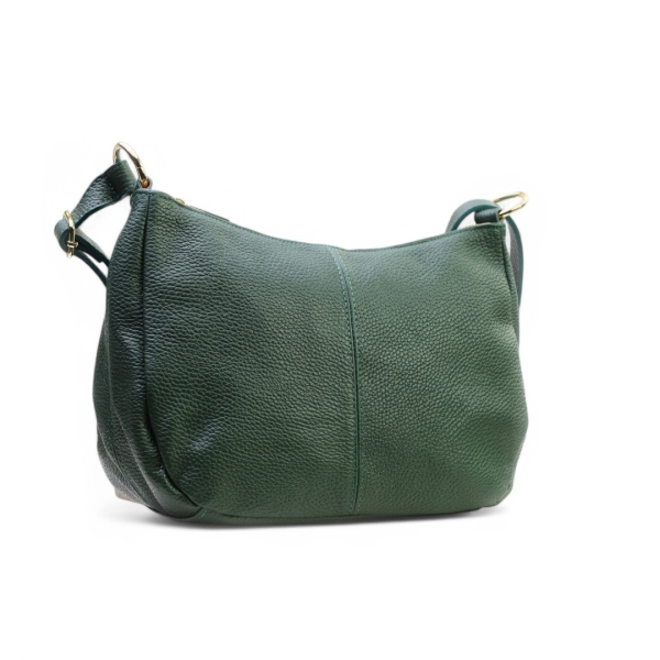 Дамска ежедневна чанта от естествена кожа тъмно зелена 241017-1