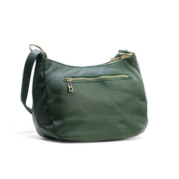 Дамска ежедневна чанта от естествена кожа тъмно зелена 241017-1