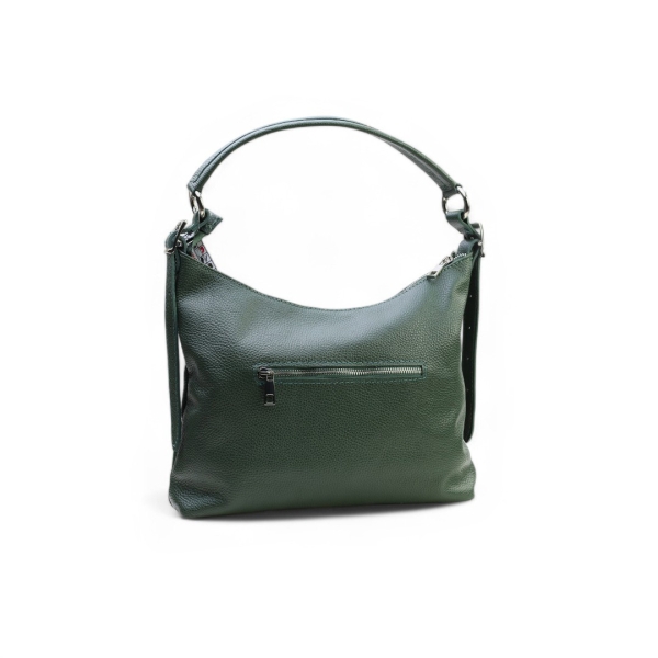 Дамска ежедневна чанта от естествена кожа тъмно зелена 01830