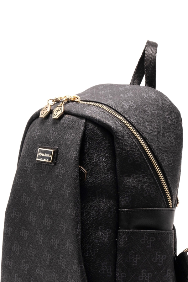 Дамска раница черна 926 M178 SP Print Silver&Polo