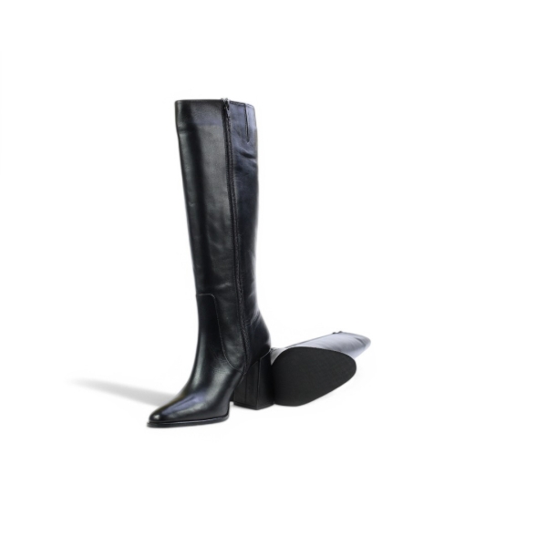 Дамски елегантни ботуши от естествена кожа черни 013204-03