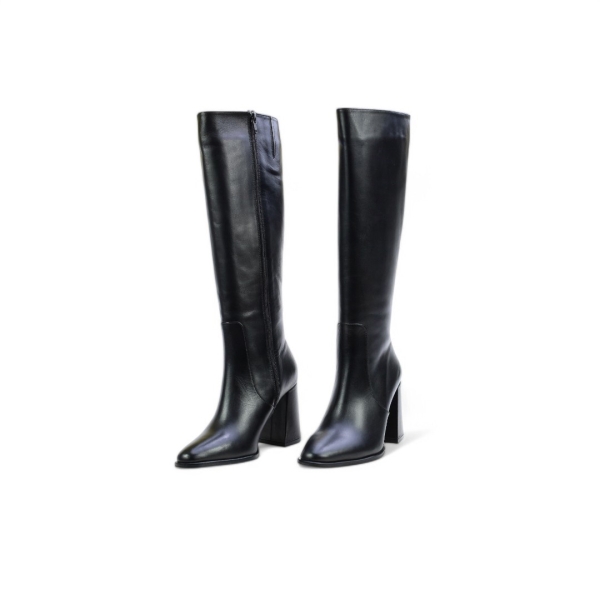 Дамски елегантни ботуши от естествена кожа черни 013204-03