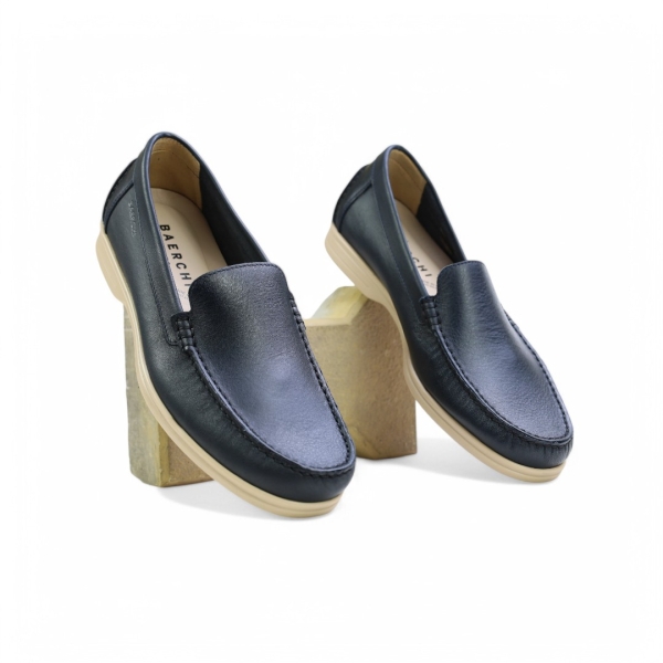 Мъжки мокасини от естествена кожа тъмно сини 5510 Baerchi
