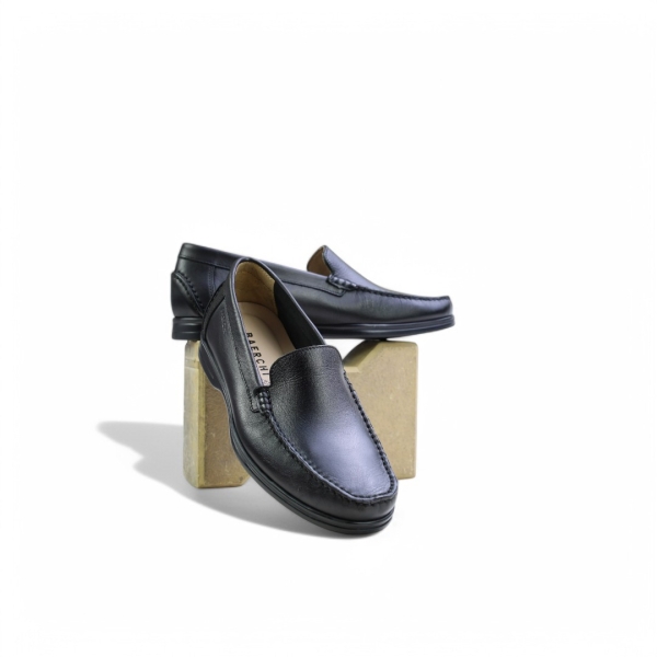 Мъжки мокасини от естествена кожа черни 5510 Baerchi