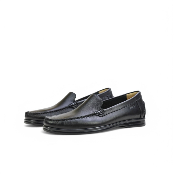 Мъжки мокасини от естествена кожа черни 5510 Baerchi