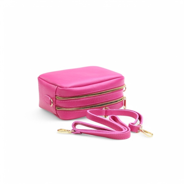 Дамска чанта през рамо от естествена кожа циклама 551259-1