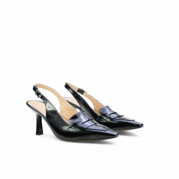 Дамски елегантни обувки от естествен лак черни 141419