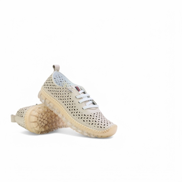 Дамски ежедневни обувки от естествена кожа бежови 141111