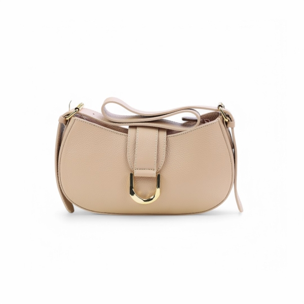 Дамска елегантна чанта от естествена кожа бежова 242020-1