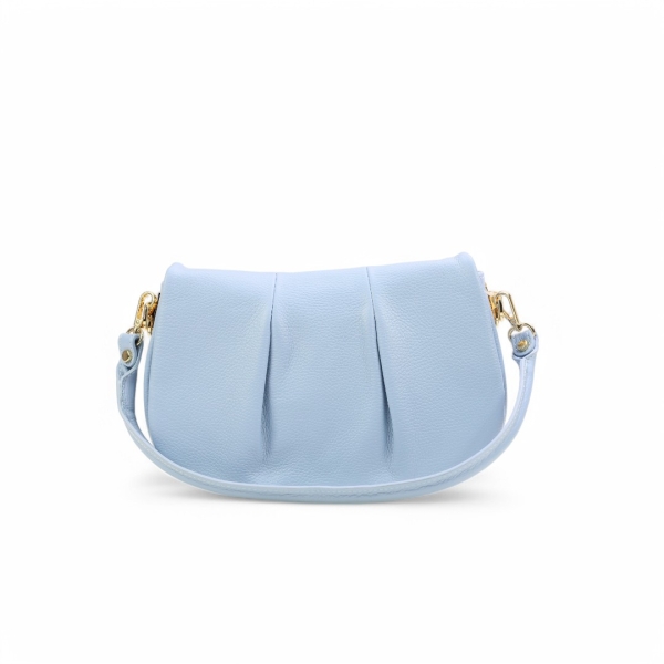 Дамска ежедневна чанта от естествена кожа светло синя 25522-1