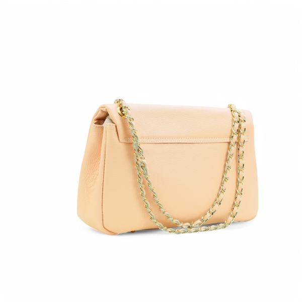 Дамска елегантна чанта от естествена кожа пудра 239322-1