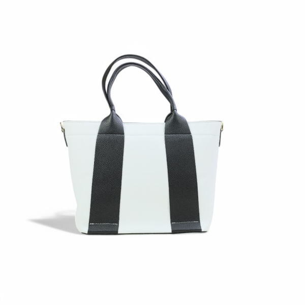 Дамска ежедневна чанта от естествена кожа в бяло и черно 259023-1