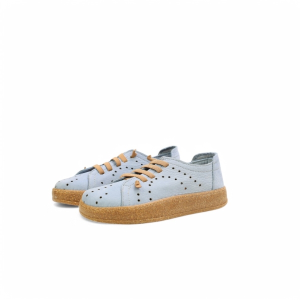 Дамски спортни обувки от естествена кожа светло сини 151062