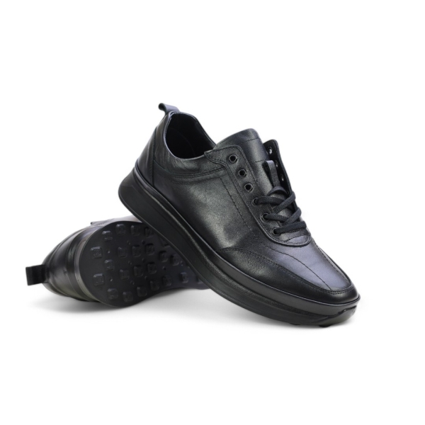 Мъжки спортни обувки от естествена кожа черни D-806