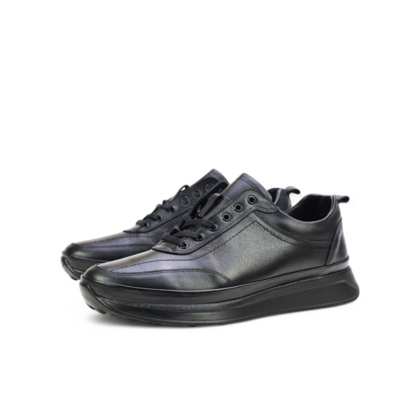 Мъжки спортни обувки от естествена кожа черни D-806