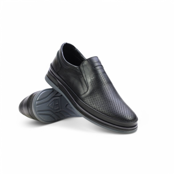 Мъжки ежедневни обувки от естествена кожа черни 5005