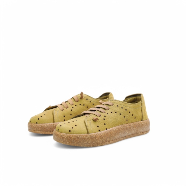 Дамски спортни обувки от естествена кожа светло зелени 151062