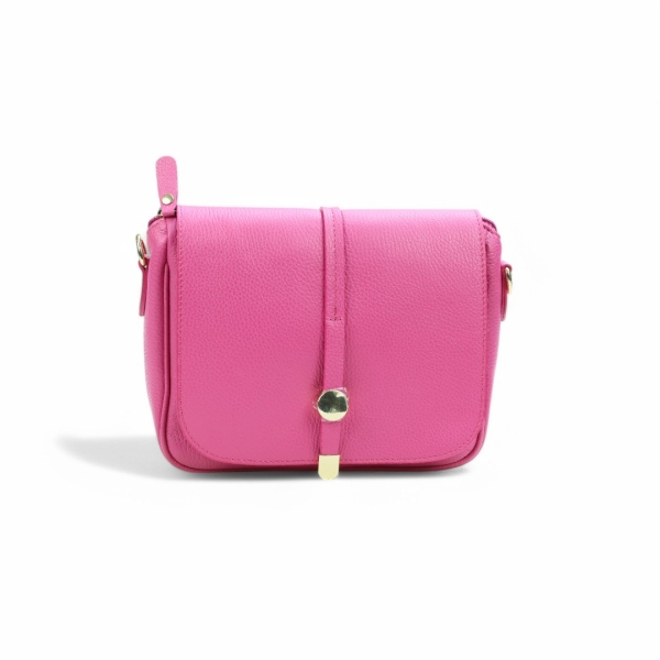 Дамска чанта през рамо от естествена кожа циклама 251550-1