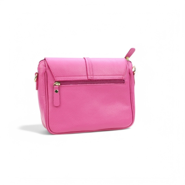 Дамска чанта през рамо от естествена кожа циклама 251550-1