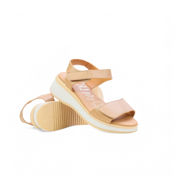 Дамски ежедневни сандали от естествена кожа тауп 5660 Oh My Sandals