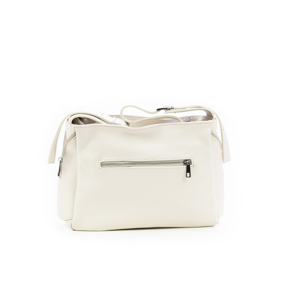 Дамска ежедневна чанта от естествена кожа бяла 247228-1