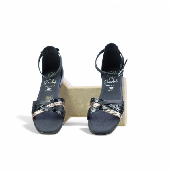 Дамски ежедневни сандали от естествена кожа черни 5554 Oh My Sandals