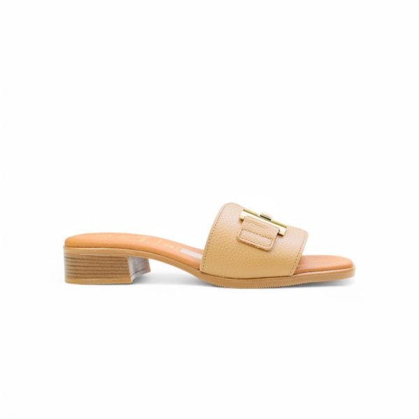 Дамски ежедневни чехли от естествена кожа тауп 5605 Oh My Sandals