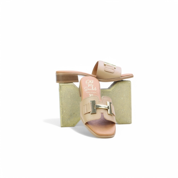 Дамски ежедневни чехли от естествена кожа тауп 5605 Oh My Sandals