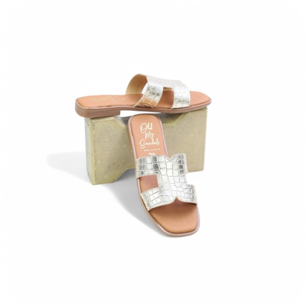 Дамски ежедневни чехли от естествена кожа злато 5580 Oh My Sandals