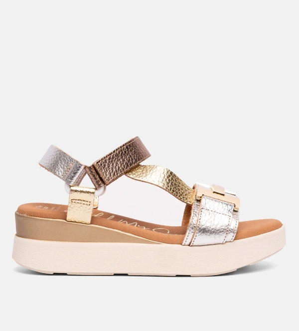 Дамски ежедневни сандали от естествена кожа в сребро 5671 Oh My Sandals