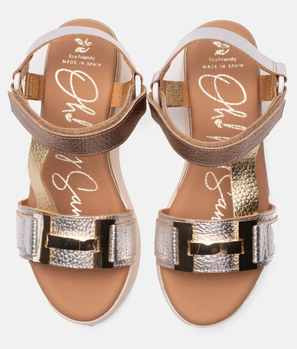 Дамски ежедневни сандали от естествена кожа в сребро 5671 Oh My Sandals