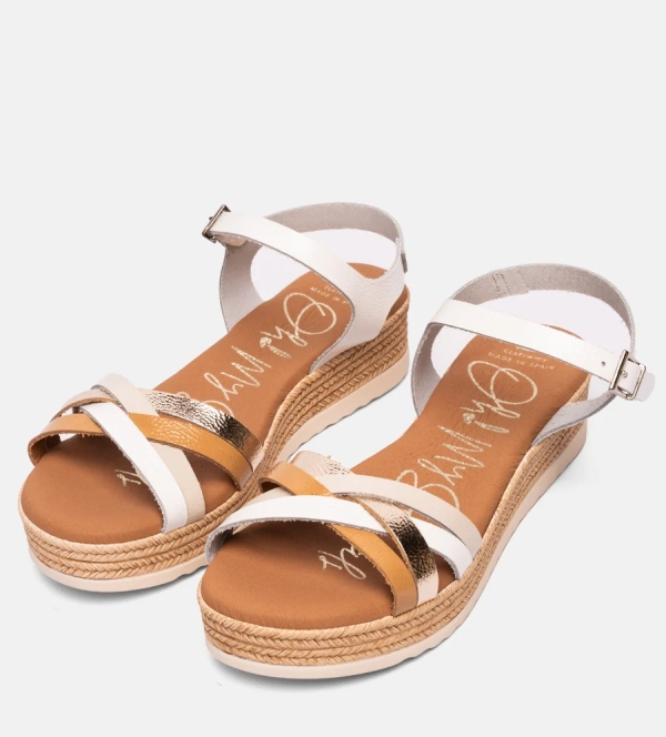 Дамски ежедневни сандали от естествена кожа в бяло 5690 Oh My Sandals