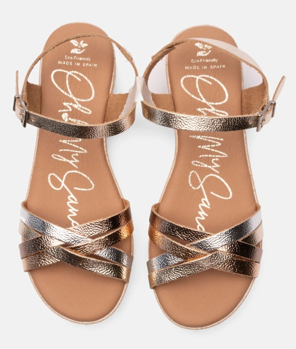 Дамски ежедневни сандали от естествена кожа в злато 5690 Oh My Sandals