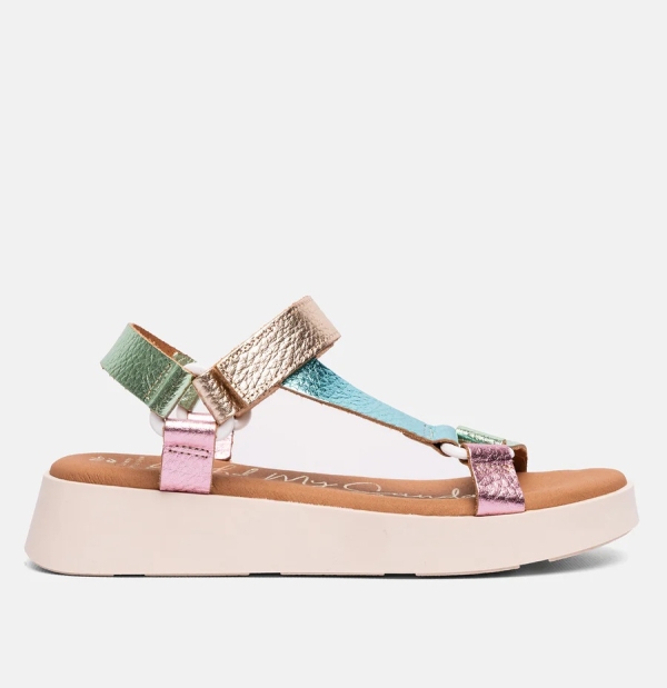 Дамски ежедневни сандали от естествена кожа шарени 5653 Oh My Sandals