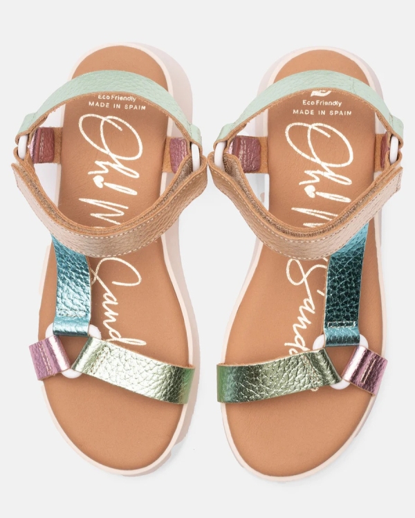 Дамски ежедневни сандали от естествена кожа шарени 5653 Oh My Sandals