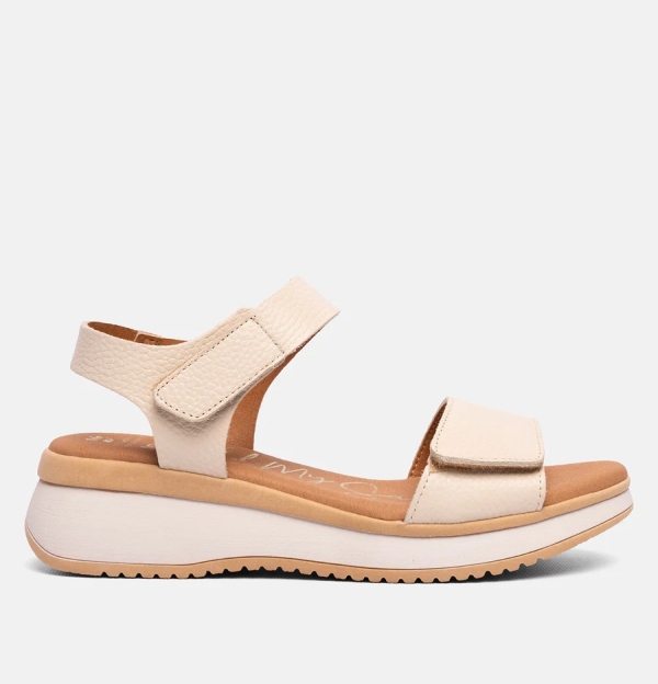 Дамски ежедневни сандали от естествена кожа бежови 5660 Oh My Sandals