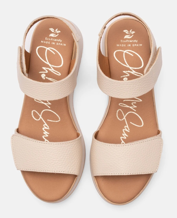 Дамски ежедневни сандали от естествена кожа бежови 5660 Oh My Sandals