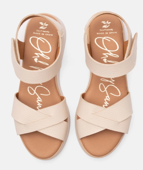 Дамски ежедневни сандали от естествена кожа в бежово 5662 Oh My Sandals