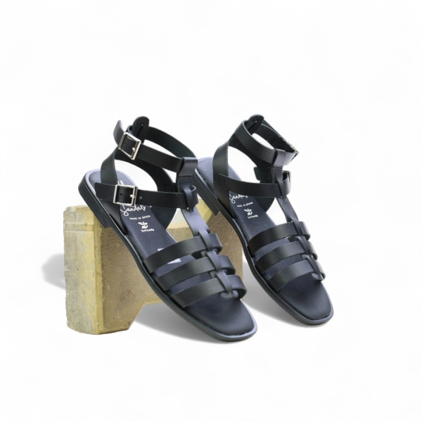 Дамски ежедневни сандали от естествена кожа черни 5769 Oh My Sandals