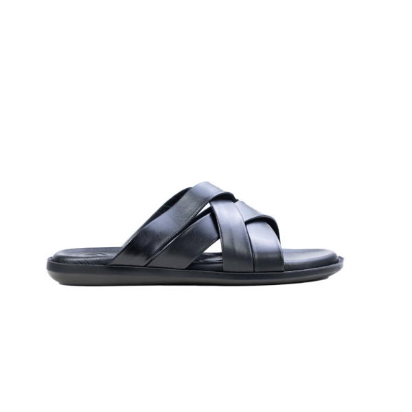 Мъжки ежедневни чехли от естествена кожа черни B-45 Valente Marchesi