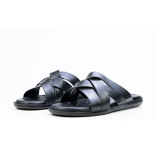 Мъжки ежедневни чехли от естествена кожа черни B-45 Valente Marchesi