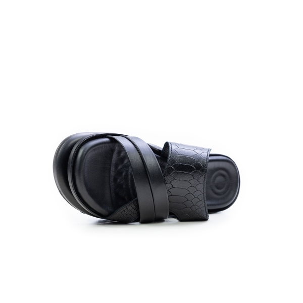 Мъжки ежедневни чехли от естествена кожа черни 136 Valente Marchesi