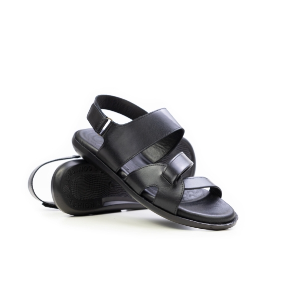 Мъжки ежедневни сандали от естествена кожа черни 456 Valente Marchesi