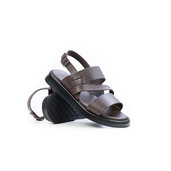 Мъжки ежедневни сандали от естествена кожа кафяви 805 Valente Marchesi